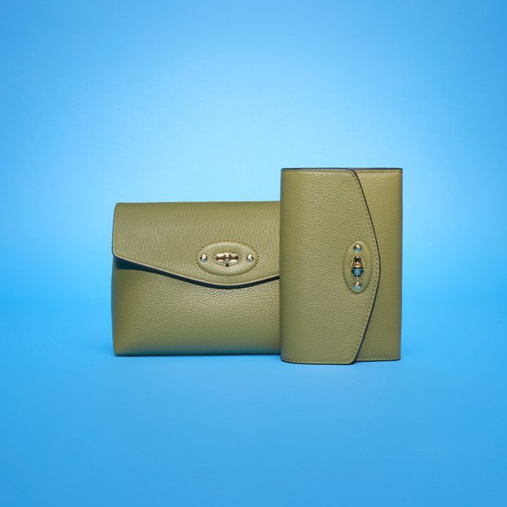 mulberry darley cosmetic pouch in khaki green and mulberry darley wallet in khaki green